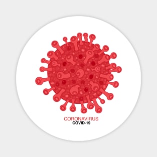 Red covid-19 and Corona virus infection vector with coronavirus text banner with white background Magnet